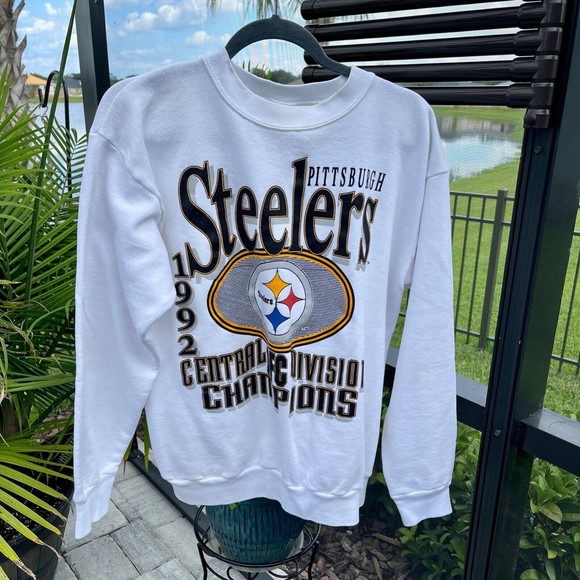 Pittsburgh Steelers Men's Vintage 1992 Division Champions Sweatshirt White Large - Picture 3 of 7